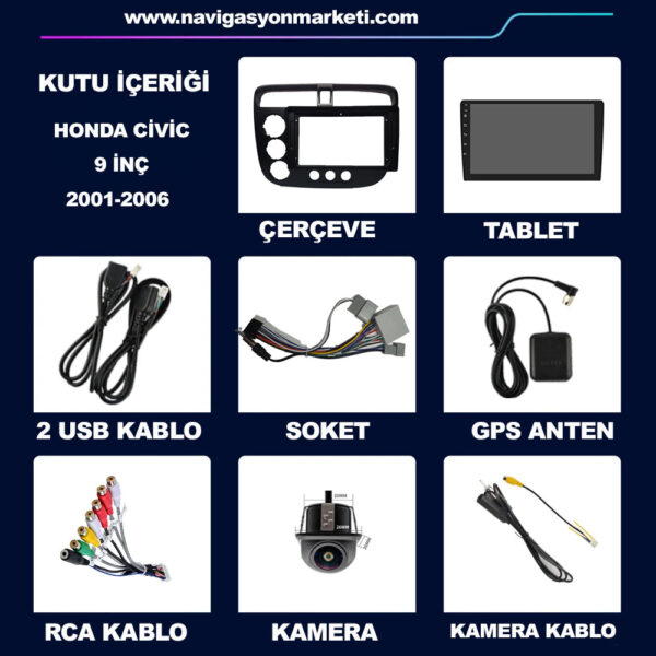 Honda Civic 2001-2006 Uyumlu 9 inç Multimedya - Görsel 7