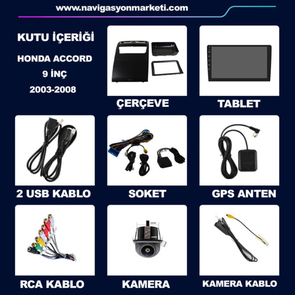 Honda Accord 2003-2008 Uyumlu Üste Takılan 9 inç Multimedya - Görsel 6