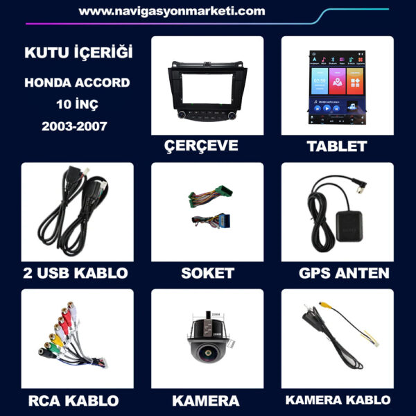 Honda Accord 2003-2008 Uyumlu 10 inç Multimedya - Görsel 6