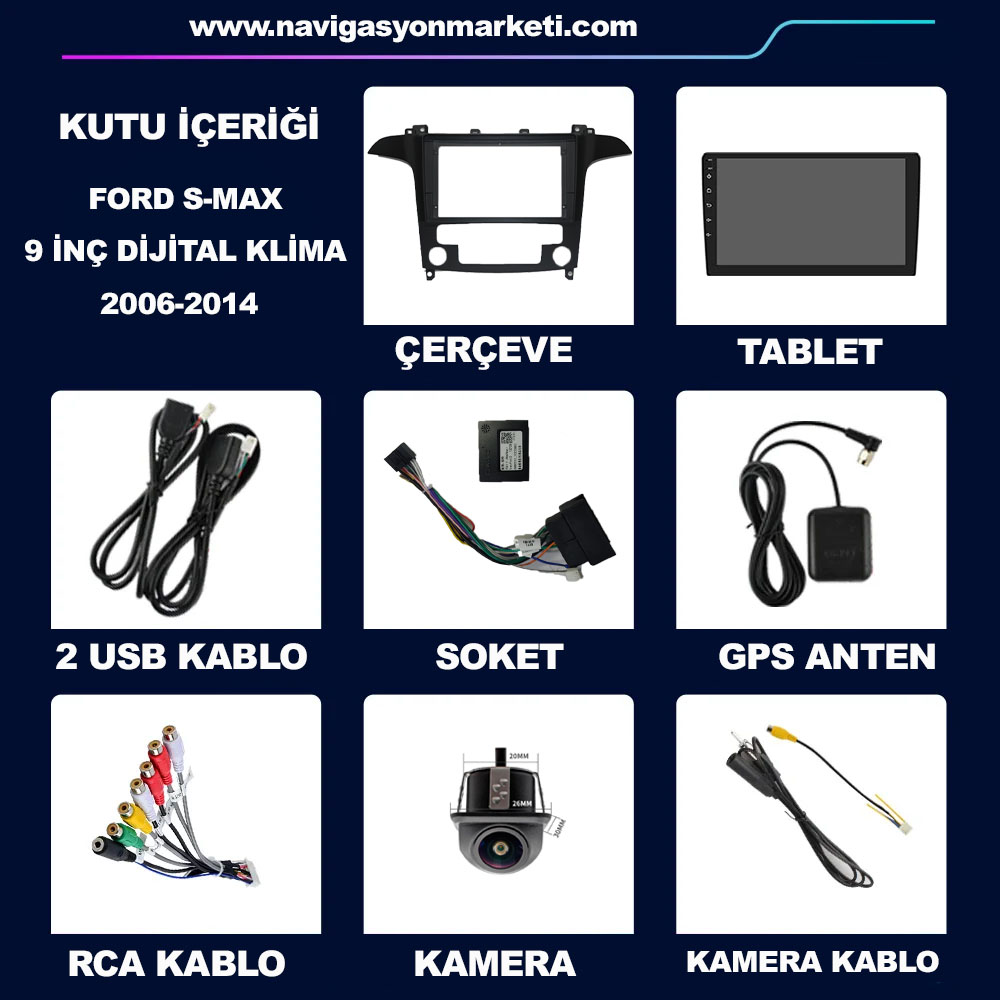 Ford S-Max 2006-2014 Uyumlu 9 inç Multimedya - Görsel 12