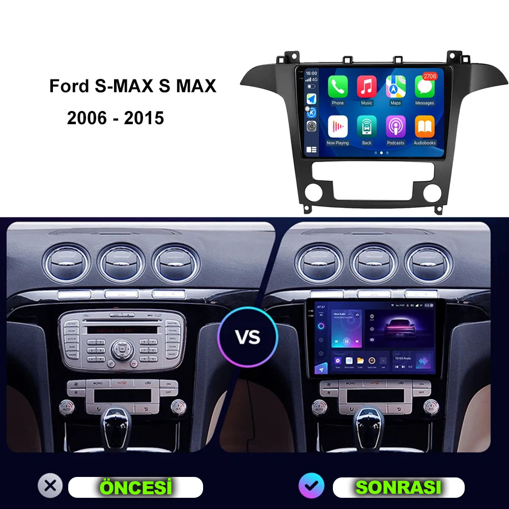 Ford S-Max 2006-2014 Uyumlu 9 inç Multimedya - Görsel 2