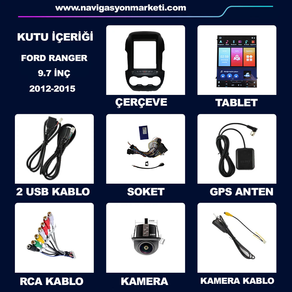 Ford Ranger 2012-2015 Uyumlu 9.7 inç Tesla Multimedya - Görsel 7