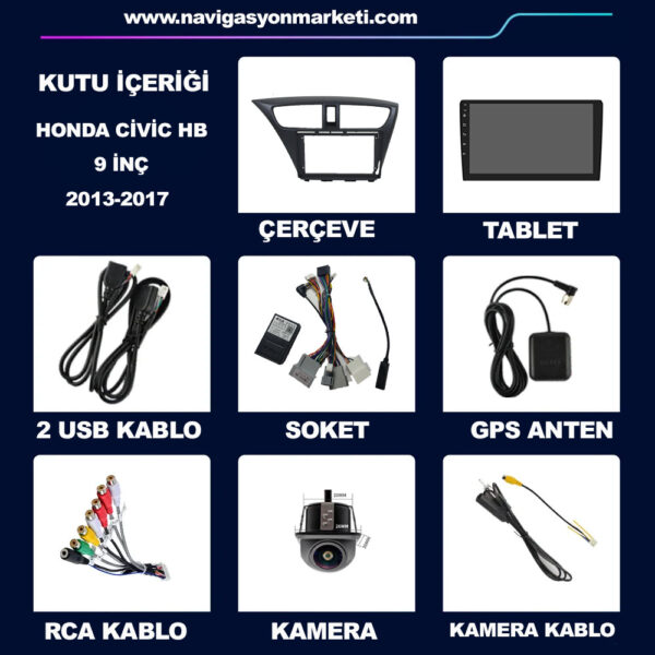 Honda Civic 2013-2017 Uyumlu 9 inç Multimedya - Görsel 7