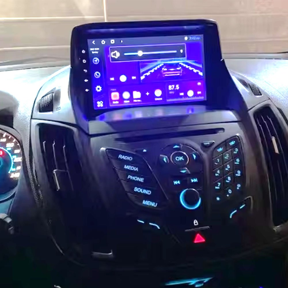 HYNMSM Autoradio 9 Pollici Per Ford Kuga Escape C-Max 2013-2017 – Doppio DIN Con CarPlay Wireless, Android Auto, GPS, DAB+ E Telecamera AHD