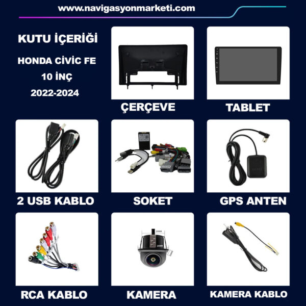 Honda Civic FE 2022-2024 Uyumlu 10 inç Multimedya - Görsel 12