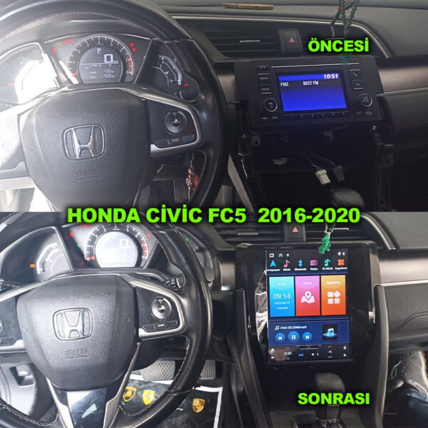 Honda Civic FC5 2016-2020 Uyumlu 9.7 inç Tesla Multimedya - Görsel 2