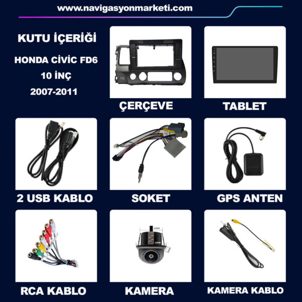 Honda Civic FD6 2007-2011 Uyumlu 10 inç Multimedya - Görsel 7