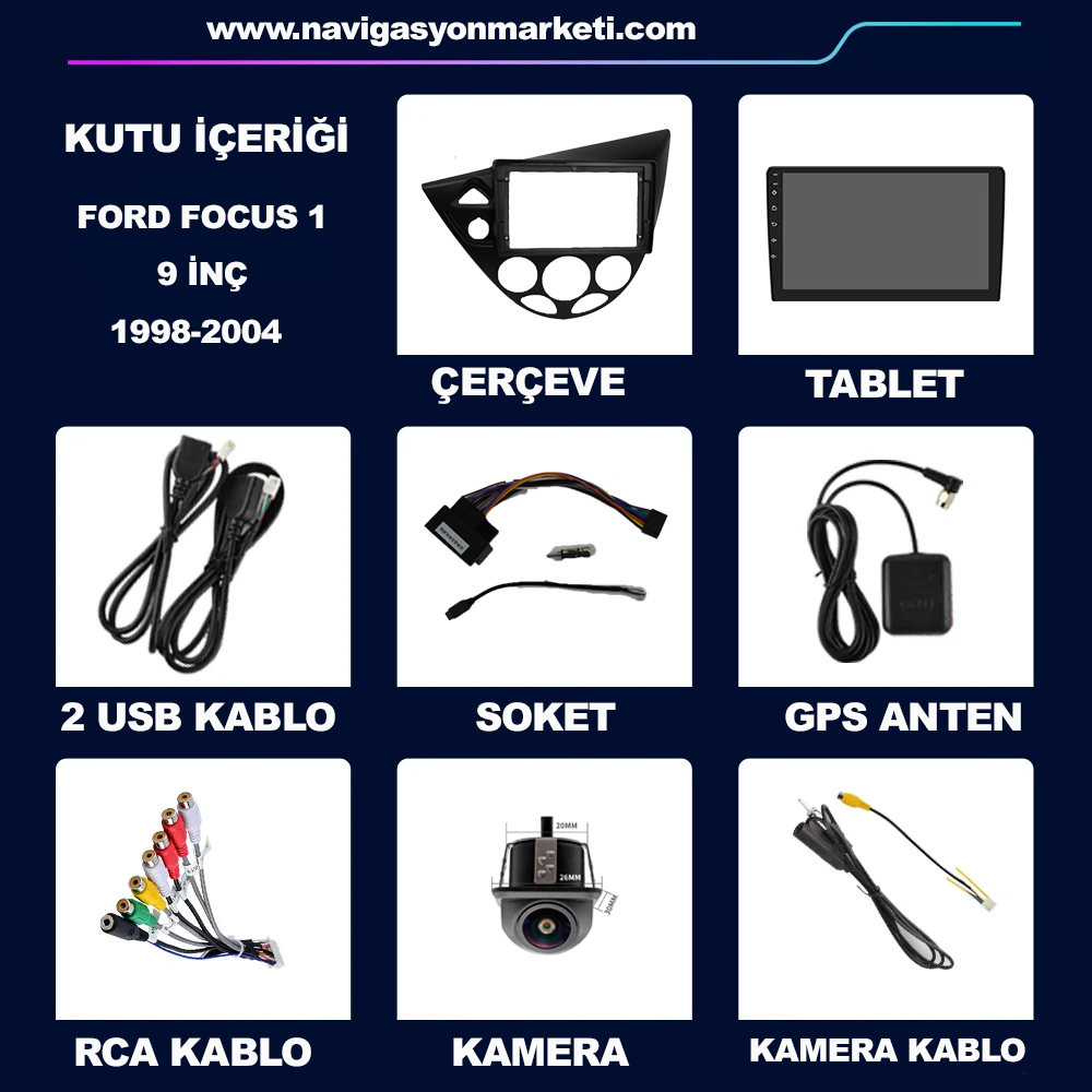 Ford Focus 1 Mondeo MK1 1998-2004 Uyumlu 9 inç Multimedya - Görsel 8