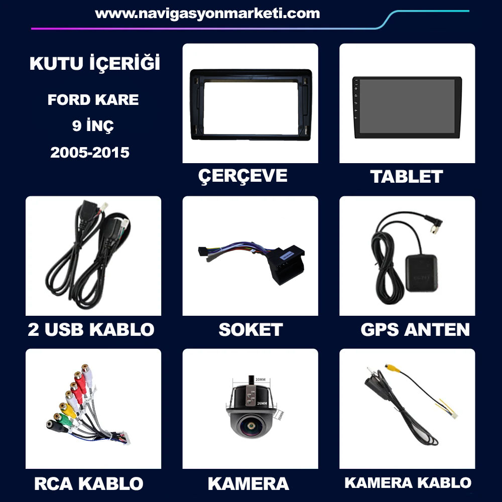 Ford Kare 2005-2015 Fusion Kuga Fiesta Uyumlu 9 inç Multimedya - Görsel 4