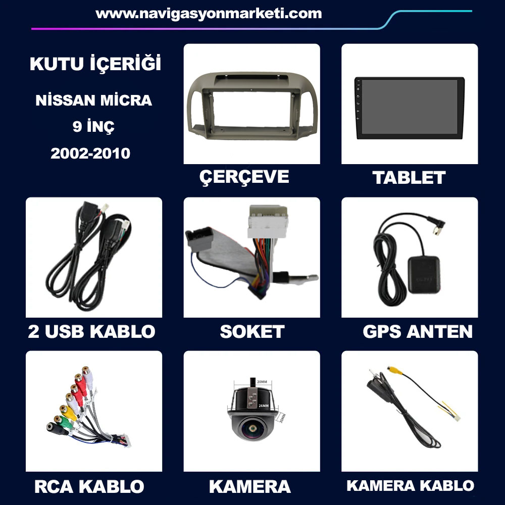 Nissan Micra 2002-2010 Uyumlu 9 inç Multimedya - Görsel 8