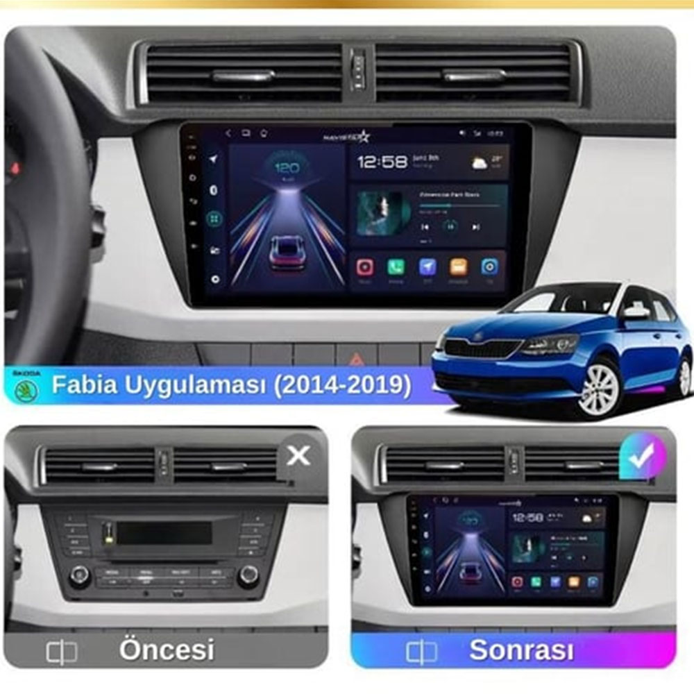 Skoda Fabia 2015-2020 Uyumlu 10 inç Multimedya - Görsel 2