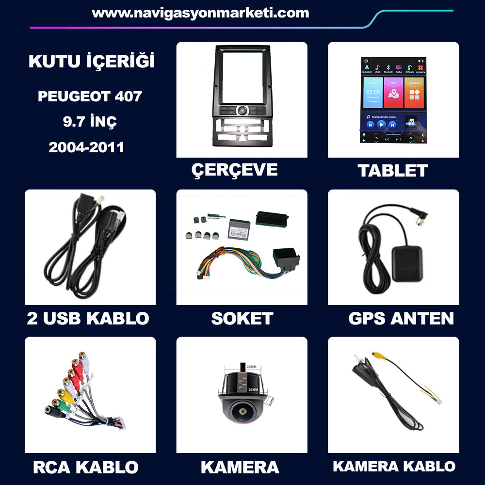 Peugeot 407 2004-2011 Uyumlu 9.7 inç Tesla Multimedya - Görsel 6