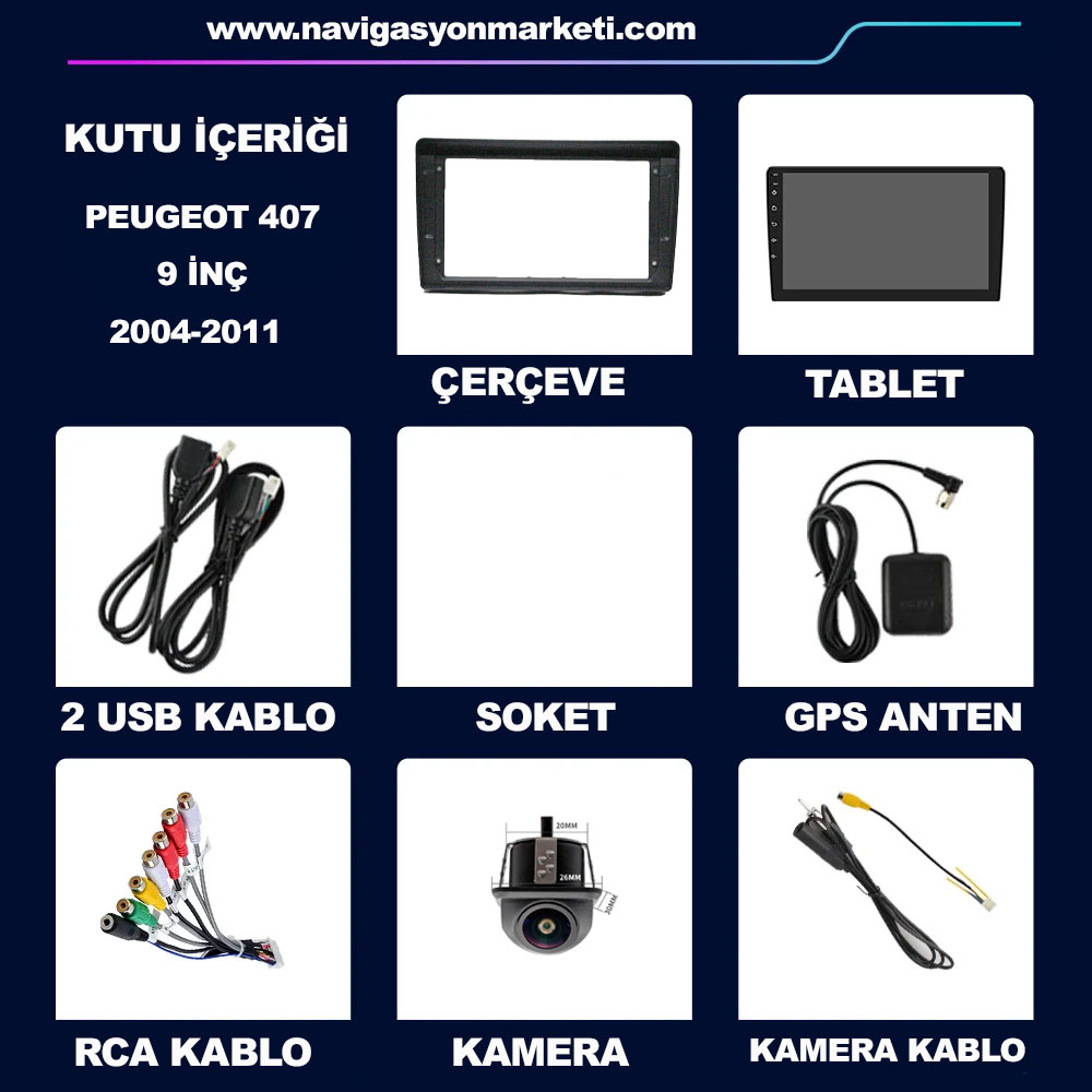 Peugeot 407 2004-2011 Uyumlu 9 inç Multimedya - Görsel 8
