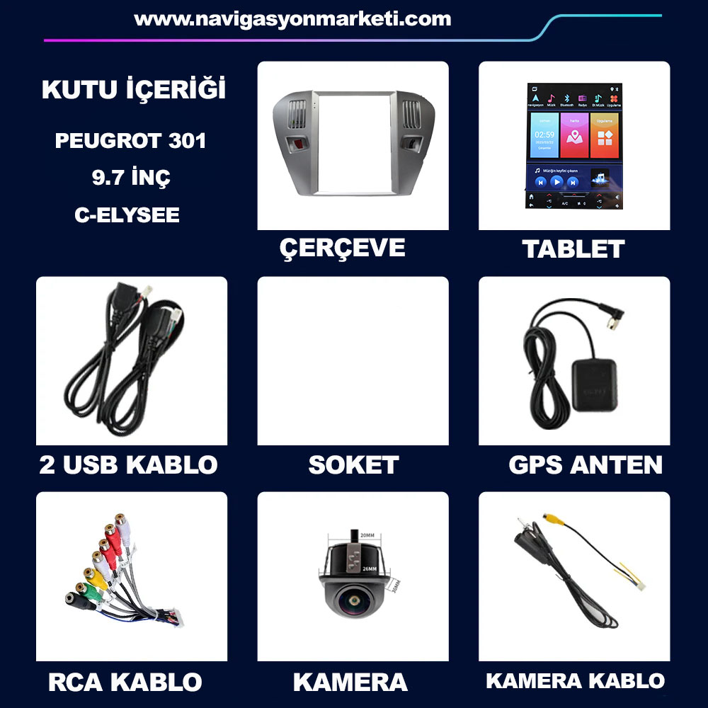 Peugeot 301 Citroen C-Elysee 2011-2025 Uyumlu 9.7 inç Tesla Multimedya - Görsel 8