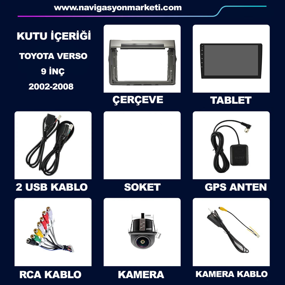 Toyota Verso 2002-2008 Uyumlu 9 inç Multimedya - Görsel 7