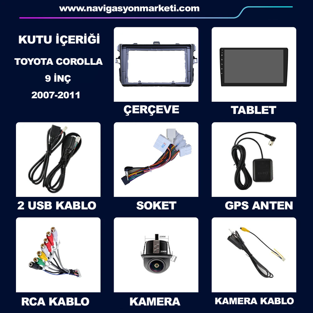 Toyota Corolla 2007-2011 Uyumlu 9 inç Mini Çerçeveli Multimedya - Görsel 6