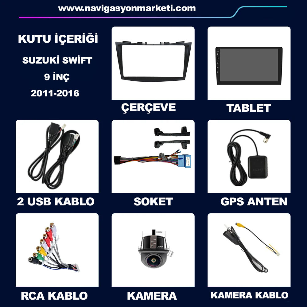 Suzuki Swift 2011-2016 Uyumlu 9 inç Multimedya - Görsel 10